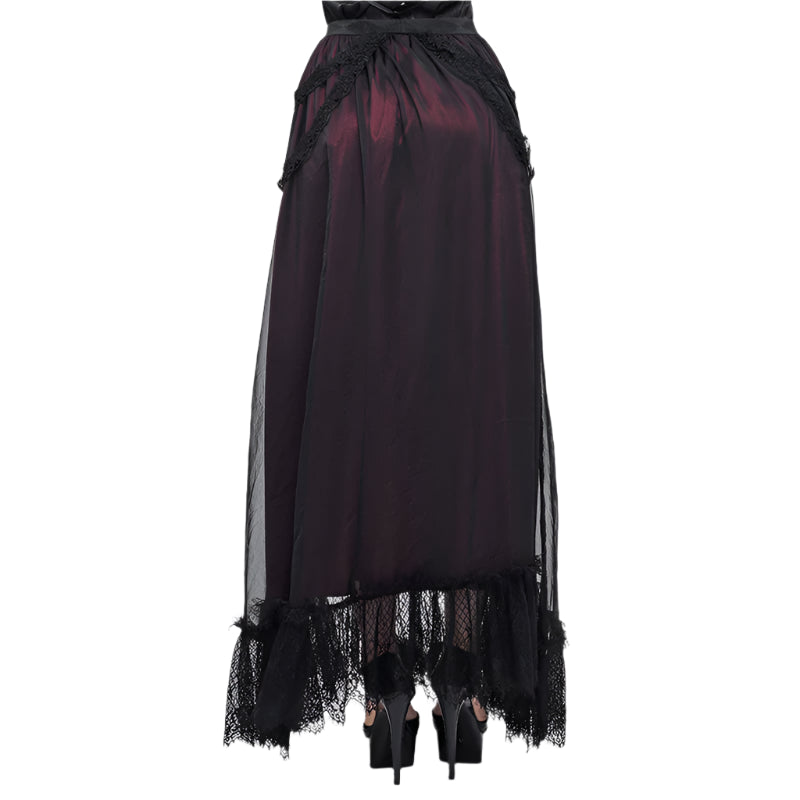 Mysterious Nosebleeds Gothic Lace Red & Black Skirt by Devil Fashion