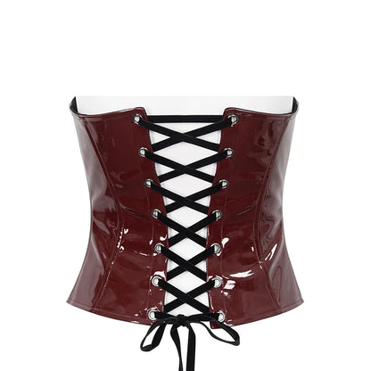 Alana Red Patent Leather Gothic Corset by Devil Fashion