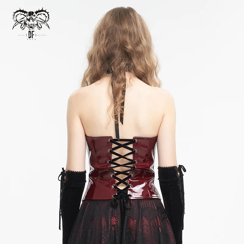 Alana Red Patent Leather Gothic Corset by Devil Fashion