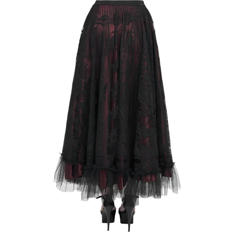 Dark Delights Gothic Lace Red Skirt by Devil Fashion