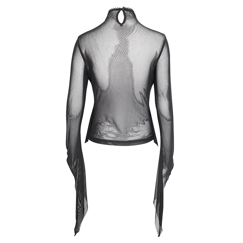Gothic Dahlia Mesh Sleeve Top by Devil Fashion