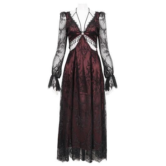 Crimson Calligraphy Lace Dress by Devil Fashion