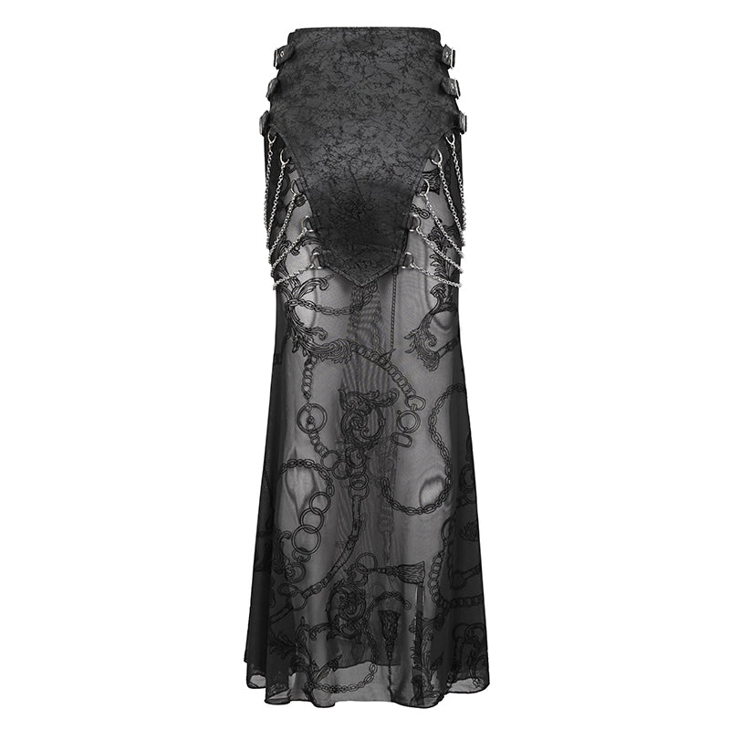 Lucretia Gothic Mesh Chain Skirt by Devil Fashion