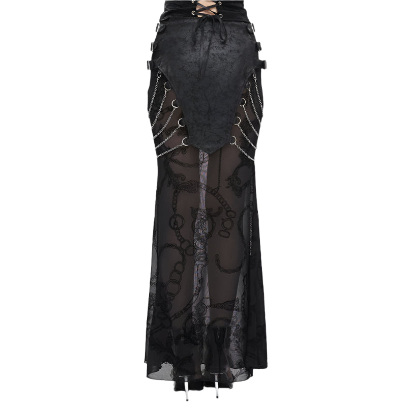 Lucretia Gothic Mesh Chain Skirt by Devil Fashion