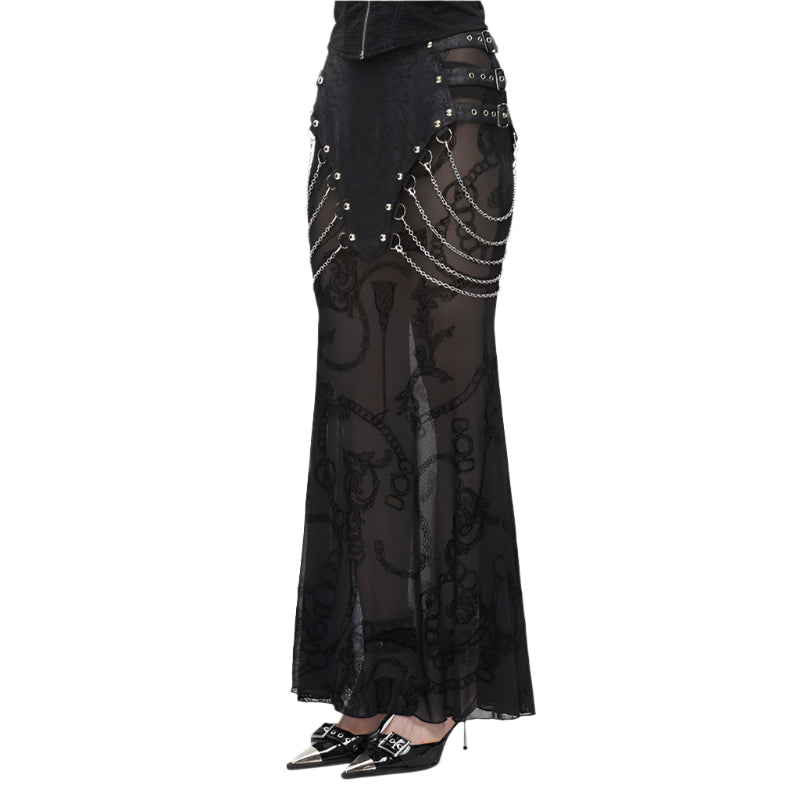 Lucretia Gothic Mesh Chain Skirt by Devil Fashion