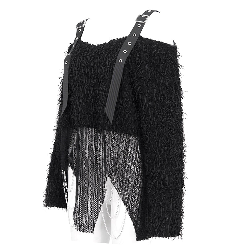 Fiona Fuzzy Off The Shoulder Sweater Top by Devil Fashion