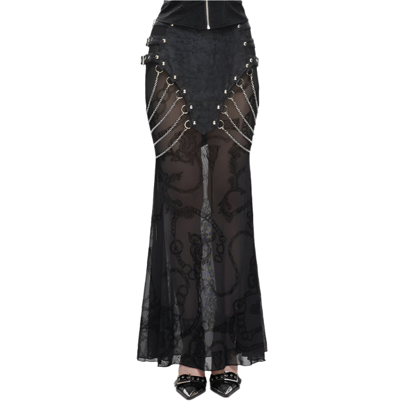Lucretia Gothic Mesh Chain Skirt by Devil Fashion