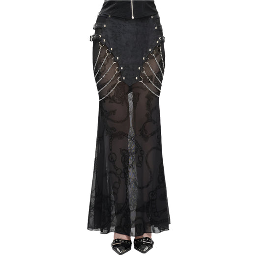 Lucretia Gothic Mesh Chain Skirt by Devil Fashion