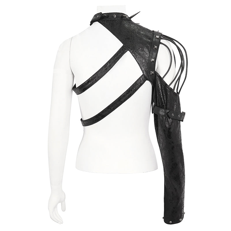 Zaria Gothic Harness Black Sleeve Top by Devil Fashion