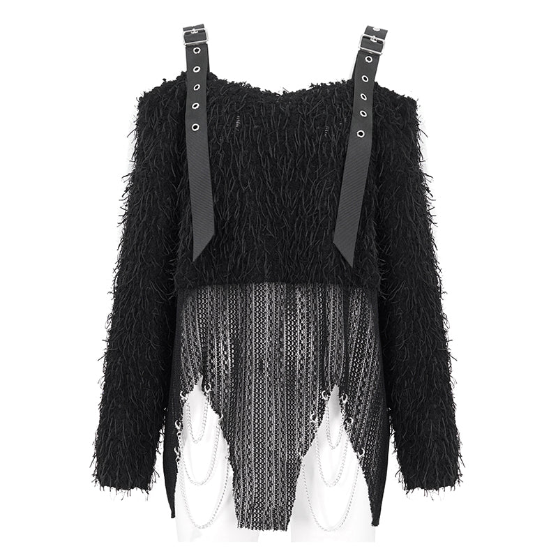 Fiona Fuzzy Off The Shoulder Sweater Top by Devil Fashion