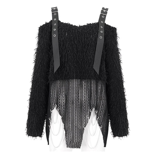 Fiona Fuzzy Off The Shoulder Sweater Top by Devil Fashion