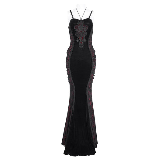 Midnight Feast Gothic Lace Velvet Dress by Eva Lady