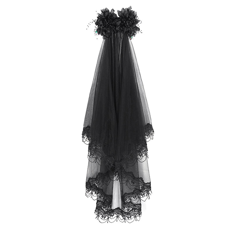 Gothic Wedding Mesh Veil Headdress by Eva Lady