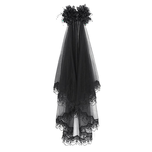 Gothic Wedding Mesh Veil Headdress by Eva Lady