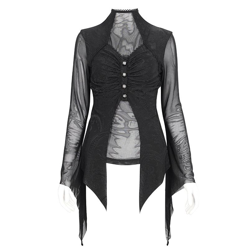 Gothic Dahlia Mesh Sleeve Top by Devil Fashion