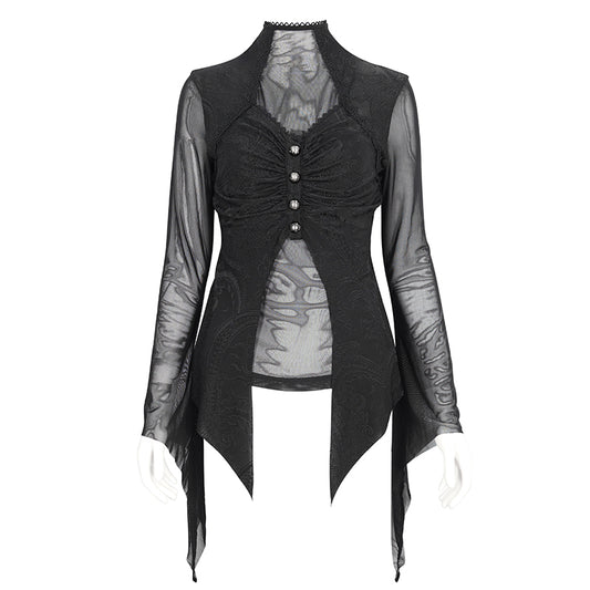 Gothic Dahlia Mesh Sleeve Top by Devil Fashion