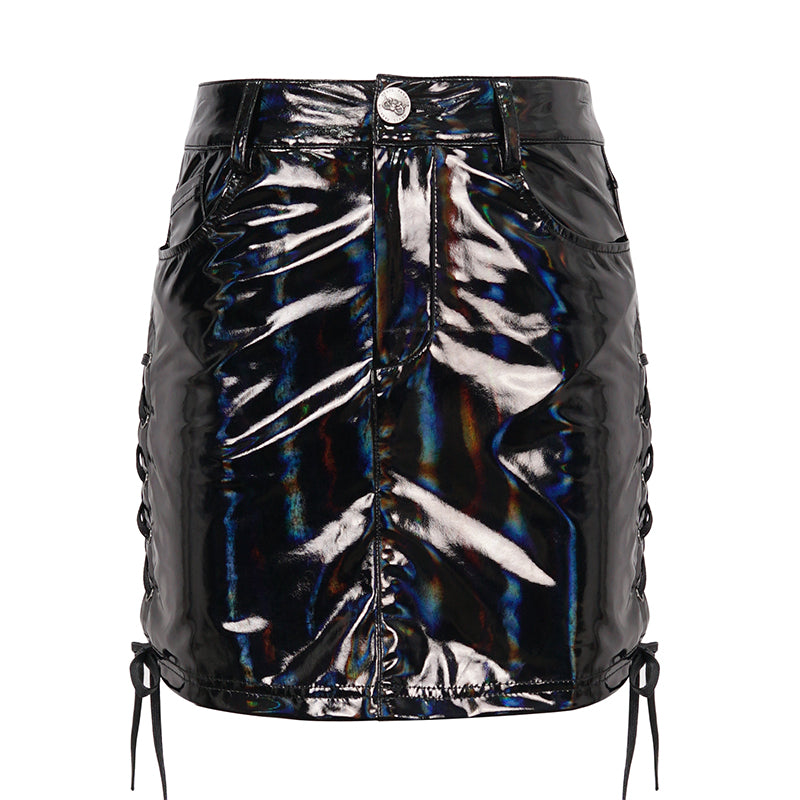 Heavy Heart Gothic PVC Skirt by Devil Fashion