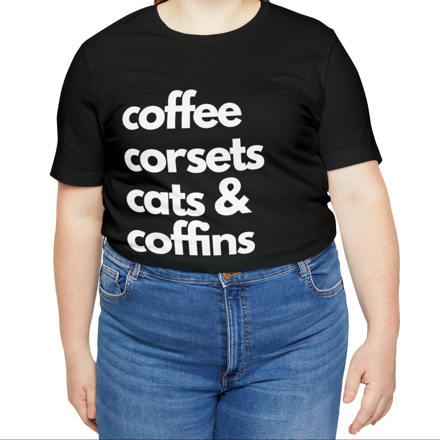 Coffee Corsets Cats & Coffins Top by The Dark Side of Fashion