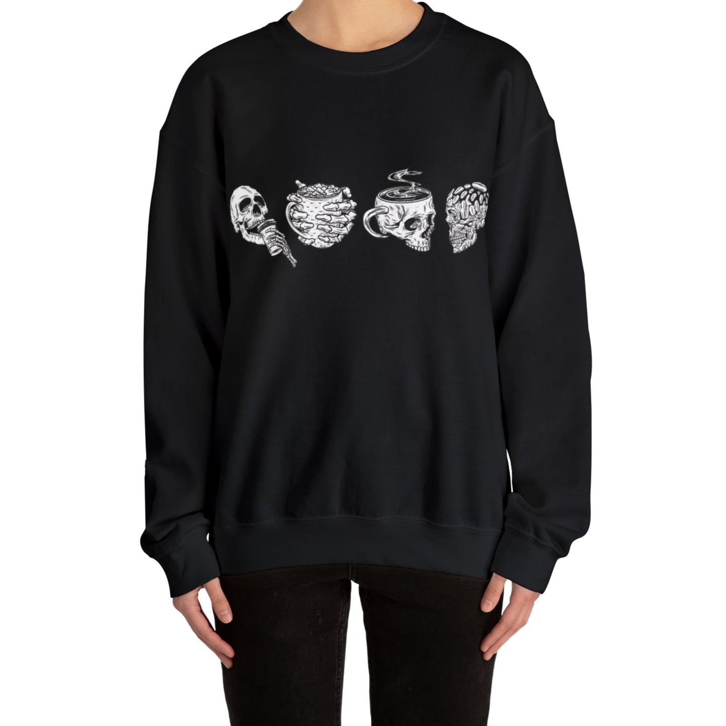 Skull Coffee Lovers Crewneck Sweatshirt Top by The Dark Side of Fashion
