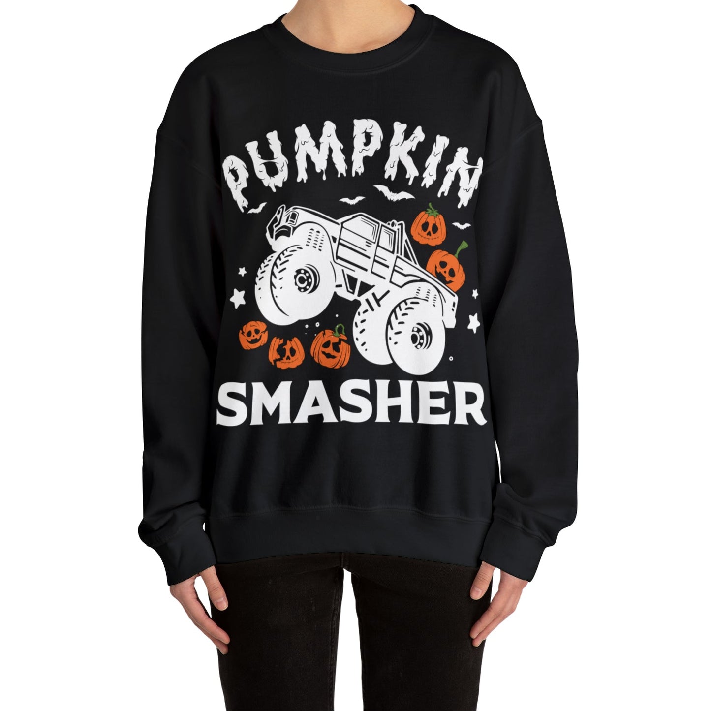 Pumpkin Smasher Monster Truck Crewneck Sweatshirt Top by The Dark Side of Fashion