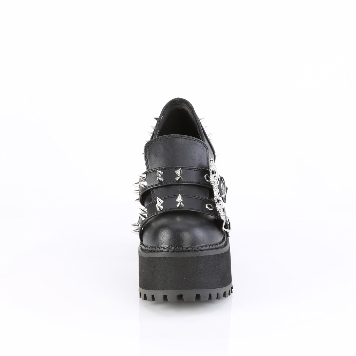 ASSAULT-38 Skull Strap Studded Loafer Shoes by Demonia