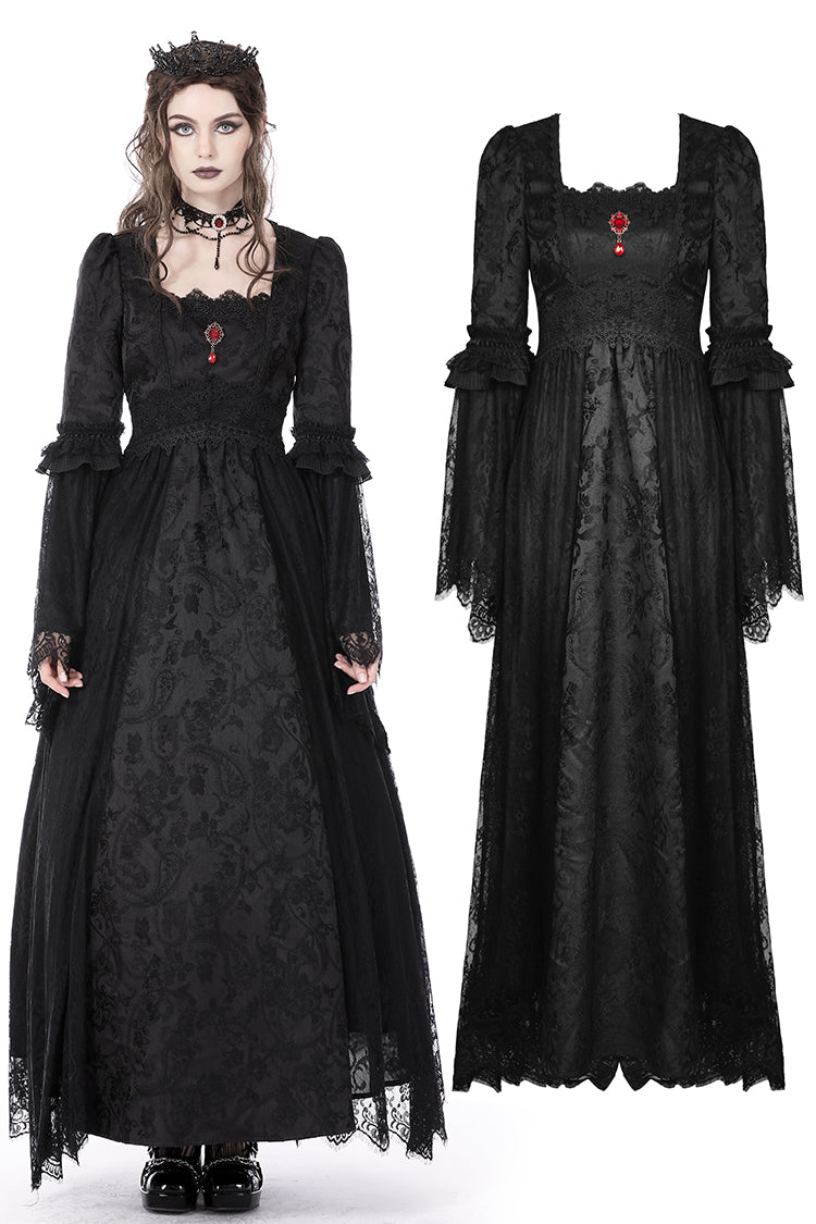 Lady In Waiting Black Gothic Lace Dress by Dark In Love