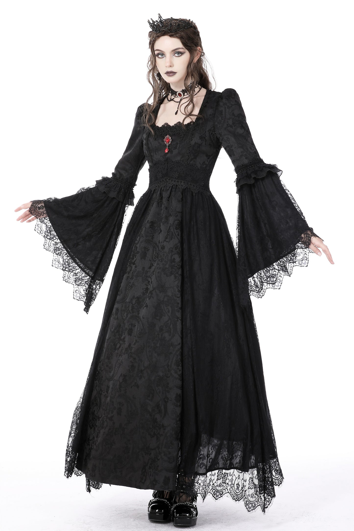 Lady In Waiting Black Gothic Lace Dress by Dark In Love