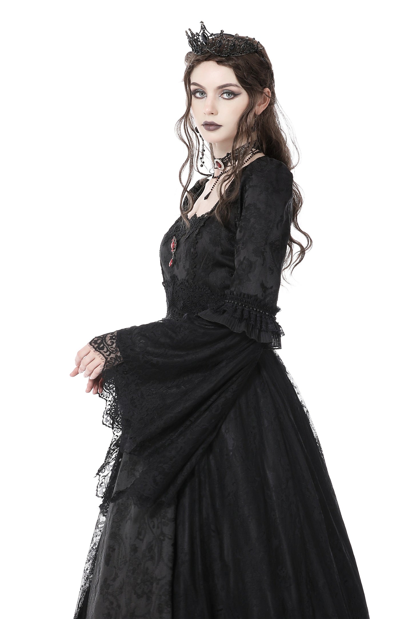 Lady In Waiting Black Gothic Lace Dress by Dark In Love