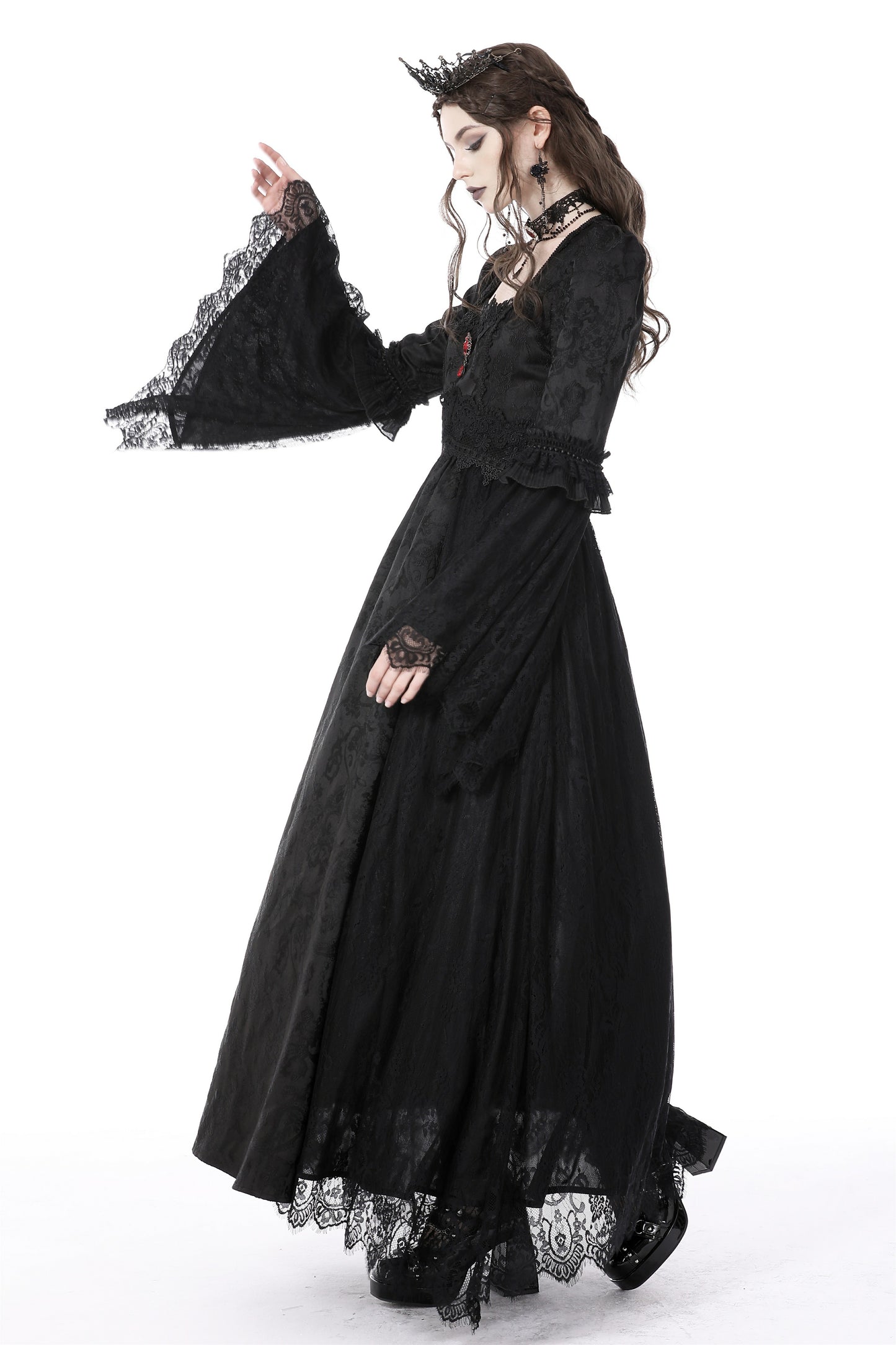 Lady In Waiting Black Gothic Lace Dress by Dark In Love