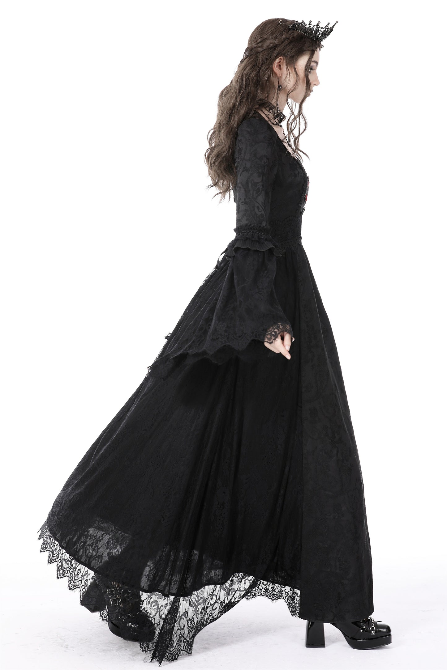 Lady In Waiting Black Gothic Lace Dress by Dark In Love