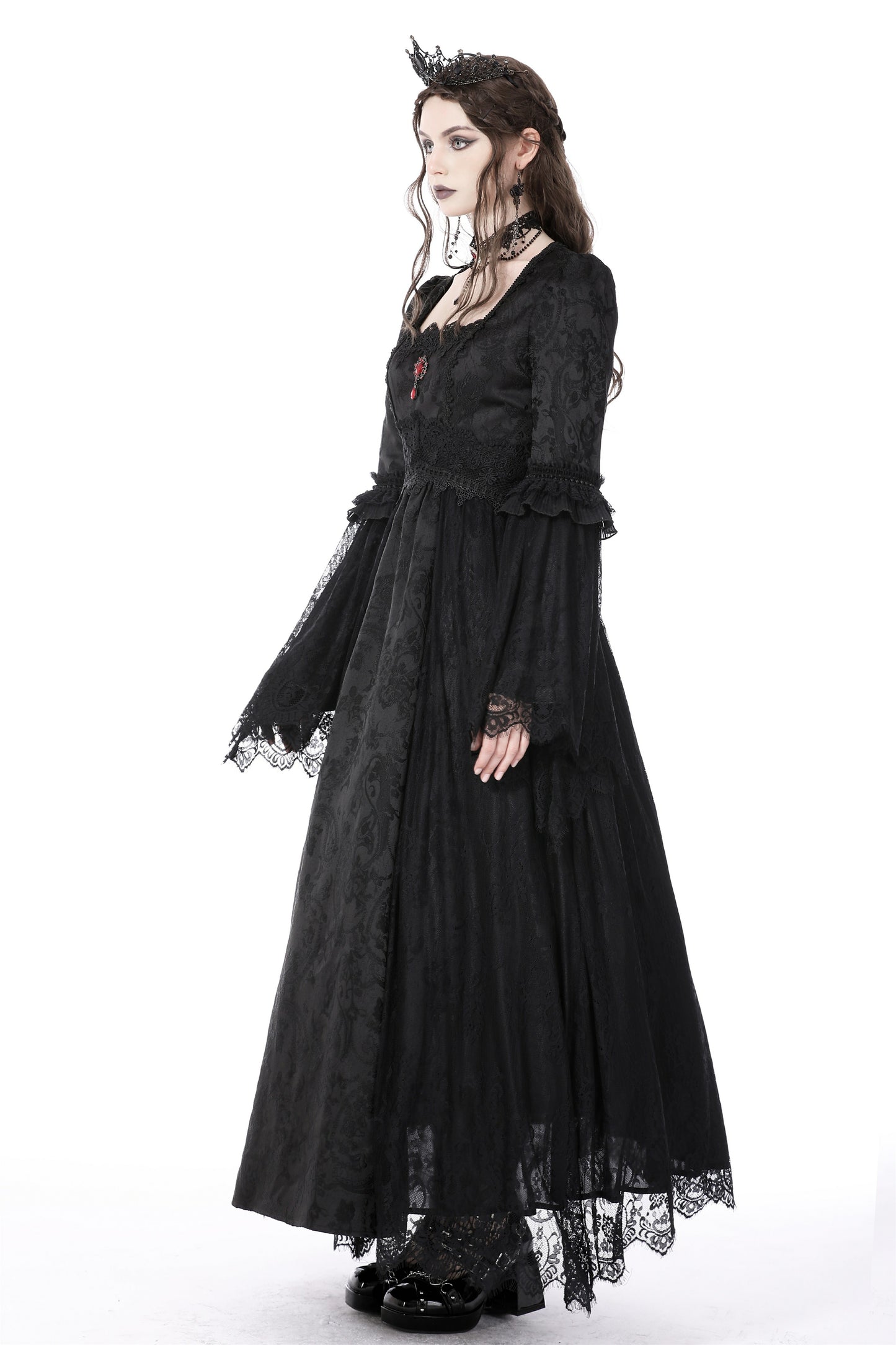 Lady In Waiting Black Gothic Lace Dress by Dark In Love