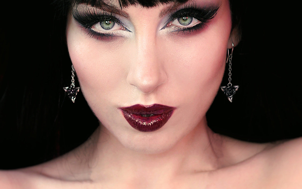 Black Rose Dropper Earrings by Alchemy Gothic