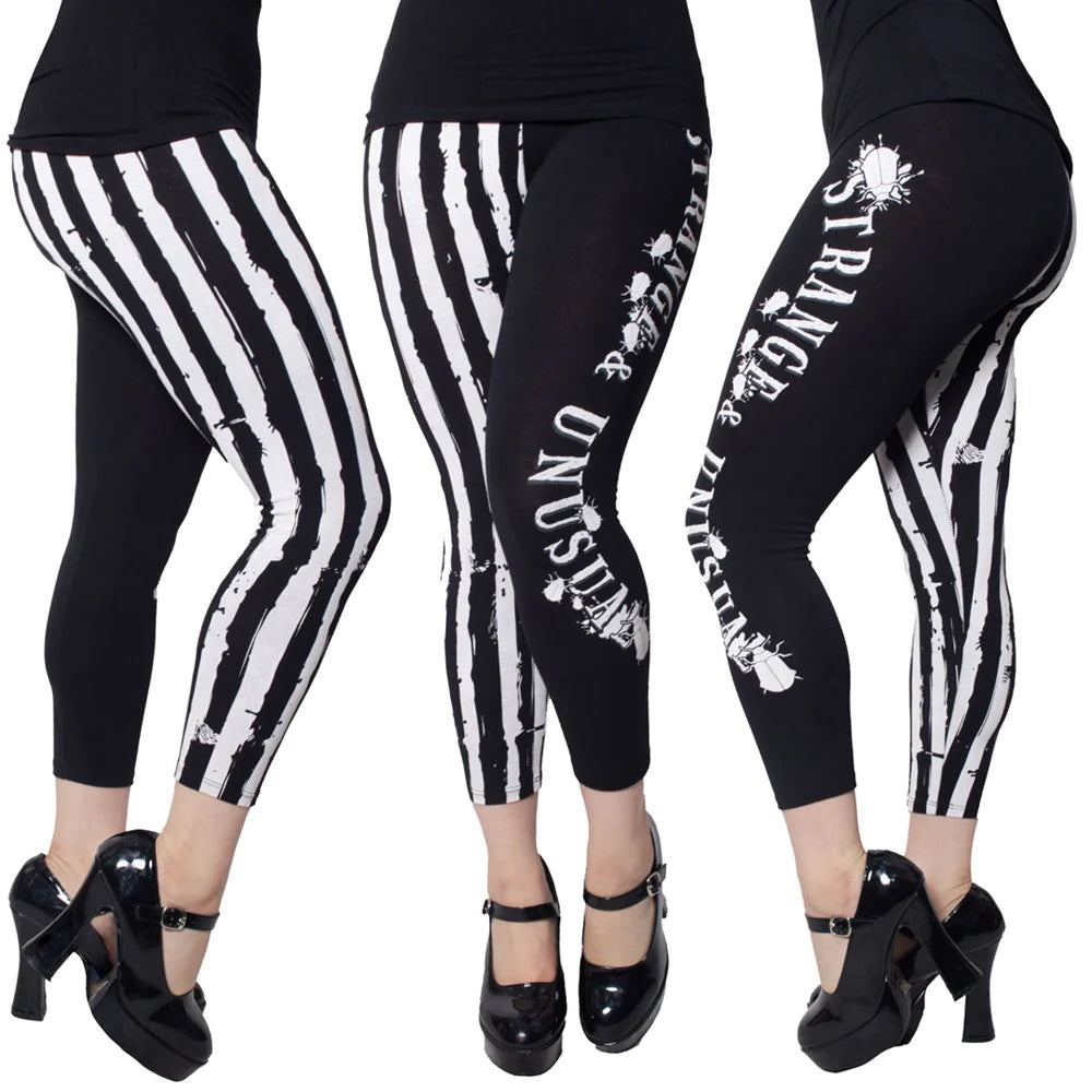 Strange & Unusual Stripe Capri Leggings by Kreepsville 666