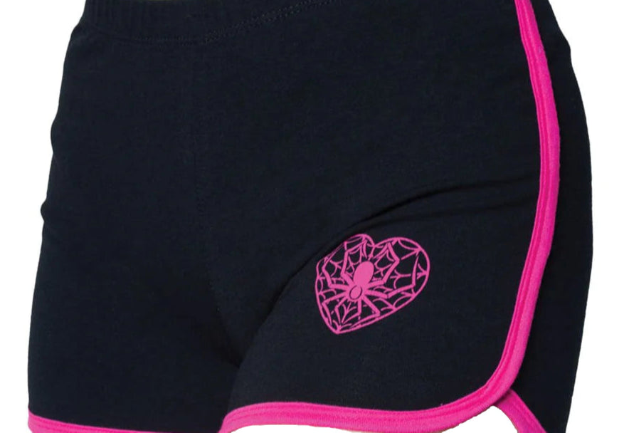 Web Heart Pink Running Shorts by Kreepsville 666