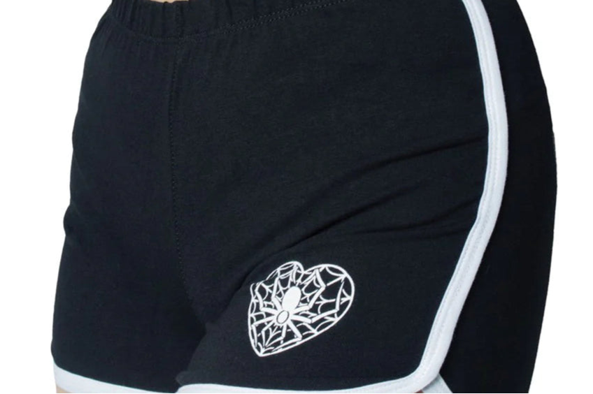 Web Heart White Running Shorts by Kreepsville 666