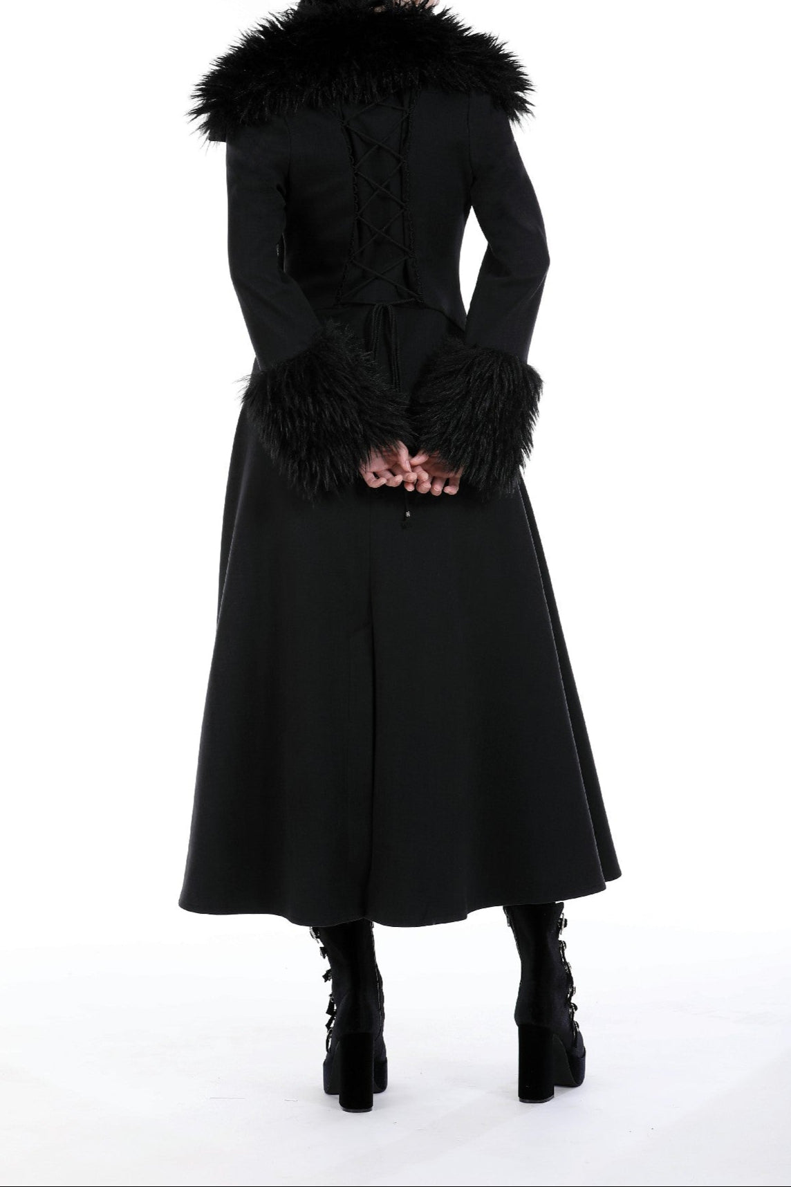My Shadow Faux Fur Trim Gothic Coat by Dark In Love