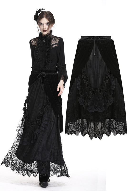 Vampire Bite Velvet Lace Black Skirt by Dark In Love