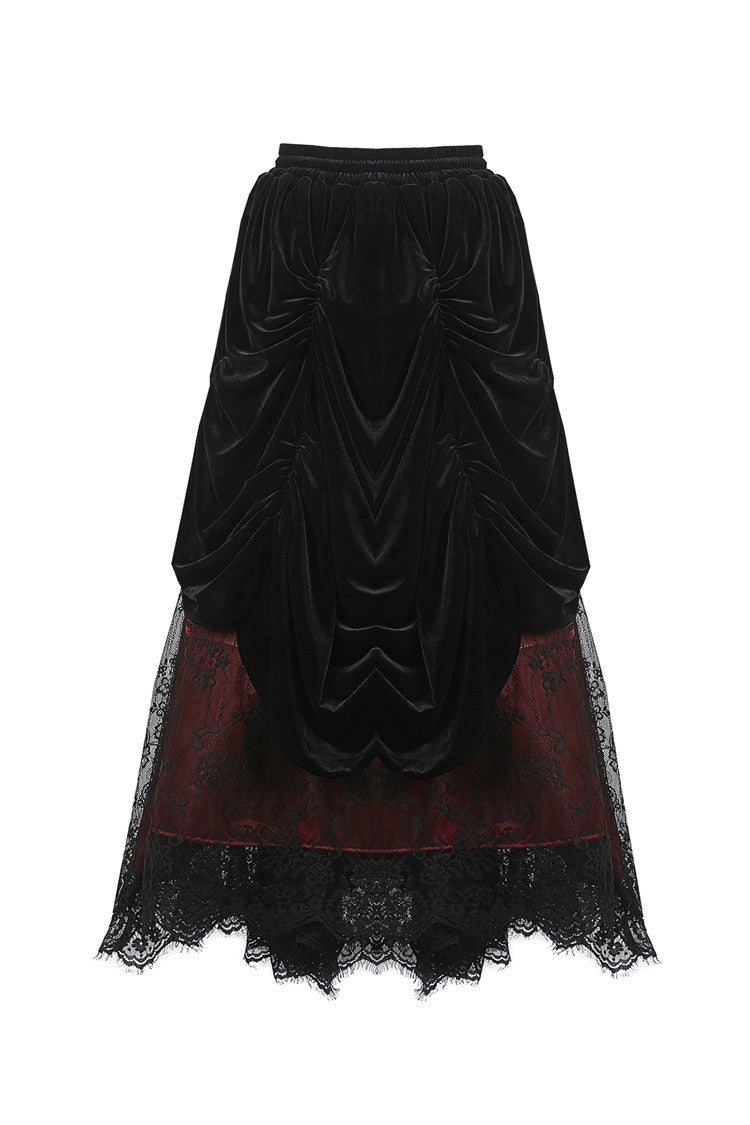 Vampire Bite Velvet Lace Red Skirt by Dark In Love