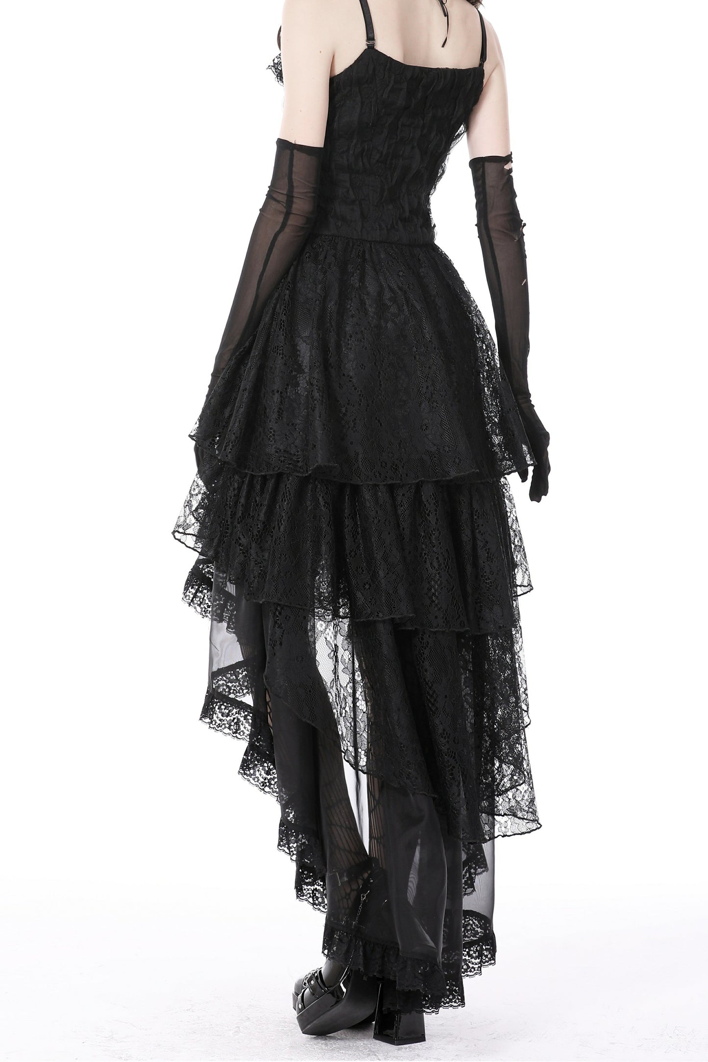 Gothic Tea Time High Low Chiffon Petticoat Skirt by Dark In Love