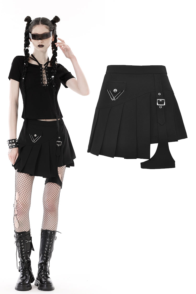 Claire Leg Harness Pleated Skirt by Dark In Love