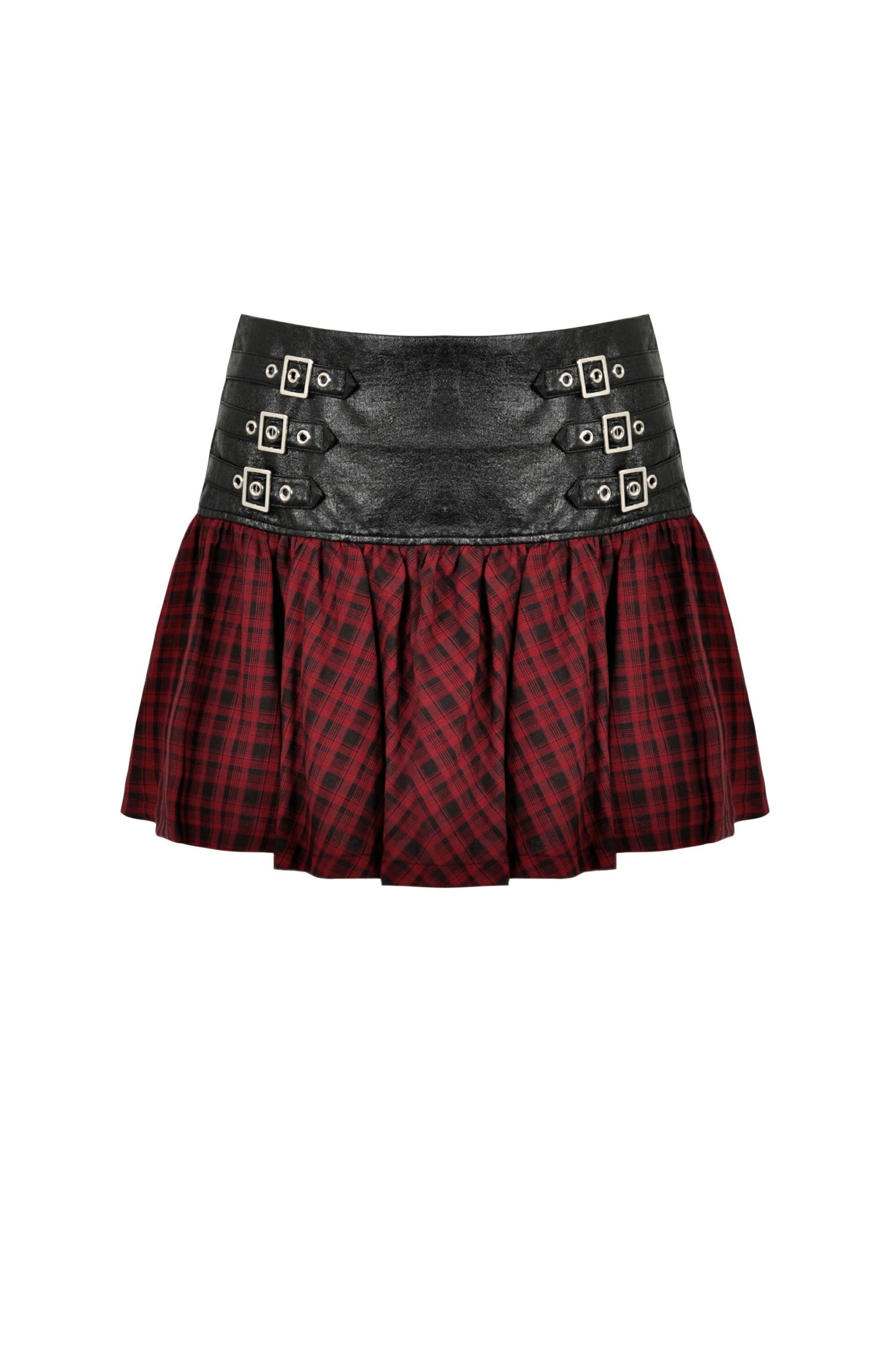 Bobbie Red Plaid Buckle Skirt by Dark In Love