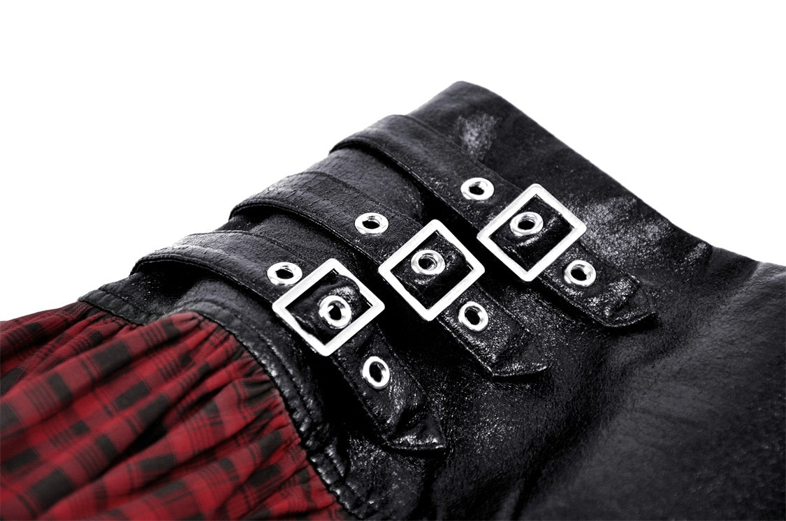 Bobbie Red Plaid Buckle Skirt by Dark In Love