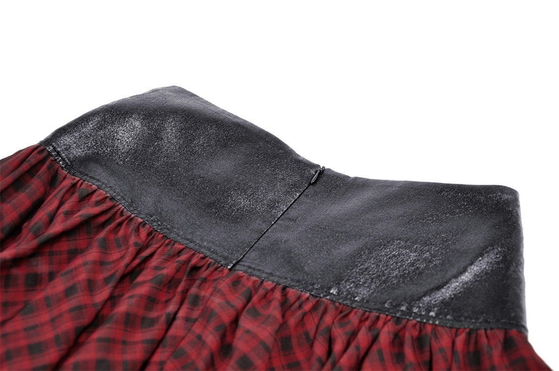 Bobbie Red Plaid Buckle Skirt by Dark In Love