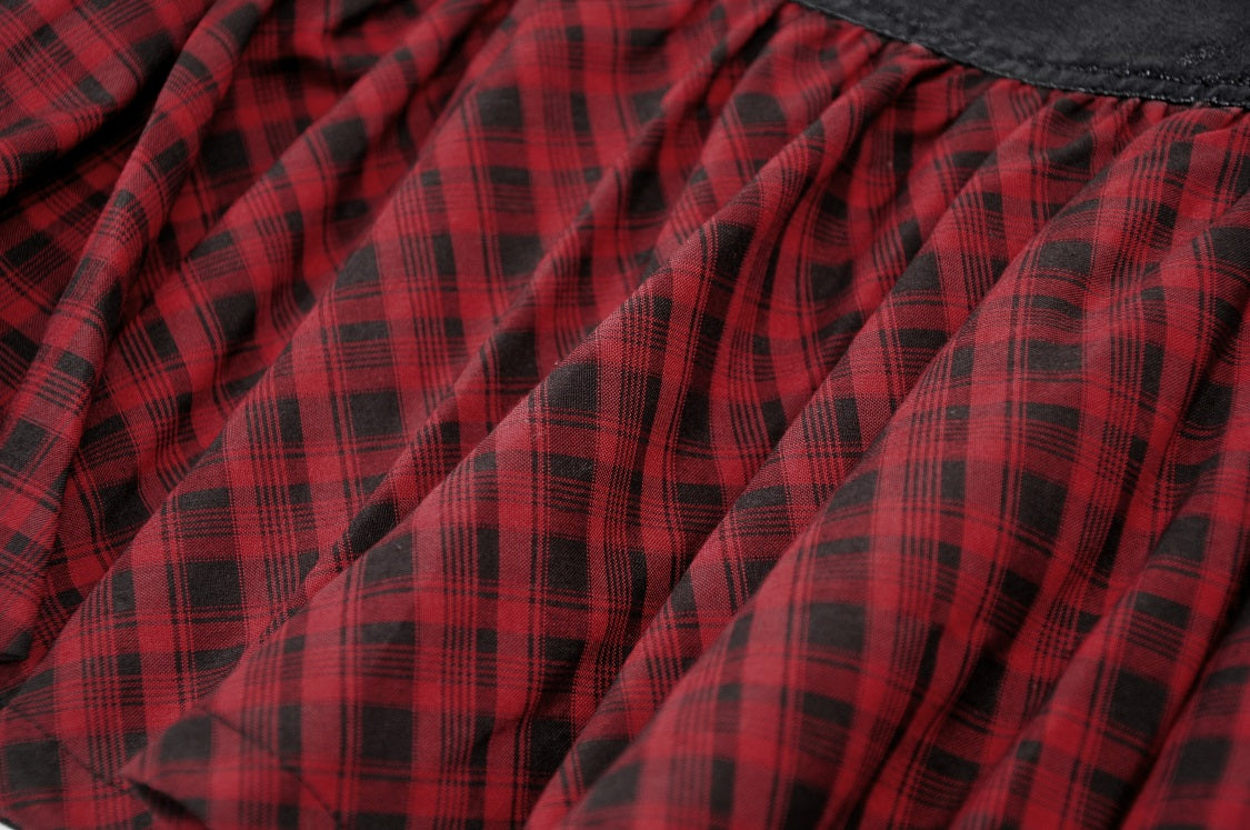 Bobbie Red Plaid Buckle Skirt by Dark In Love