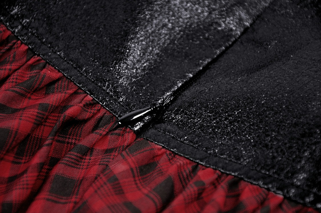 Bobbie Red Plaid Buckle Skirt by Dark In Love