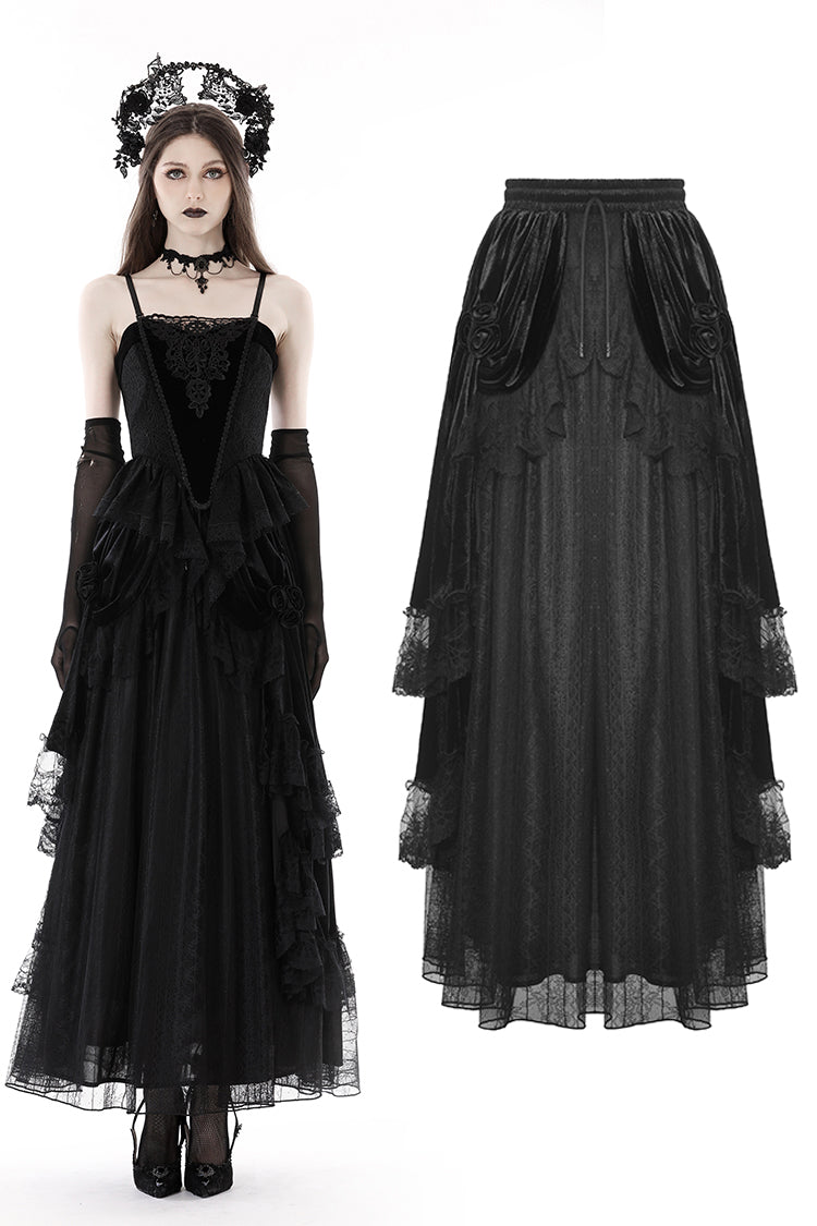 Gothic Dead Rose Velvet Skirt by Dark In Love