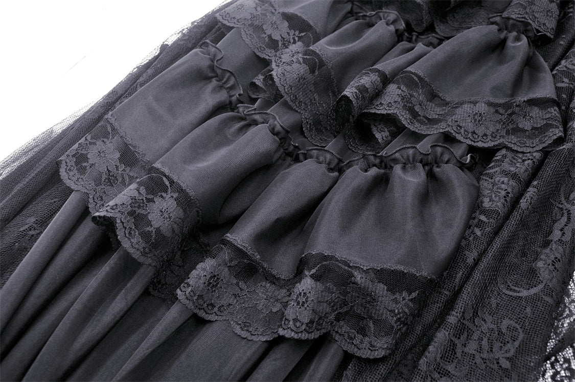 Mary Anne Gothic Frilly Lace Train Skirt by Dark In Love