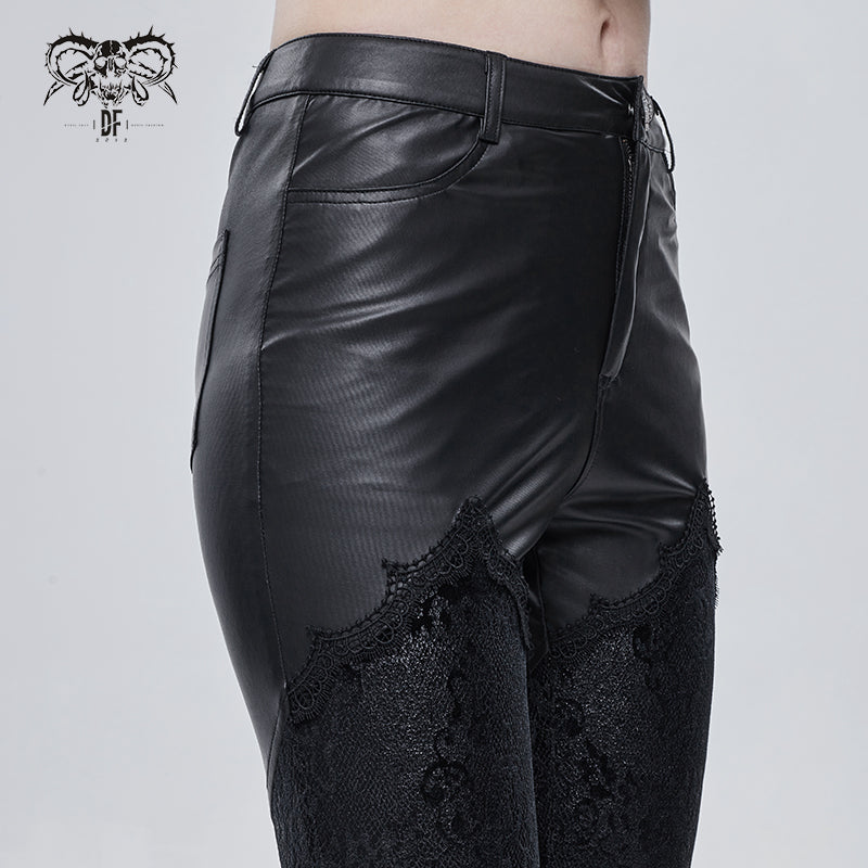 Gothic Brocade Faux Leather Pants by Devil Fashion