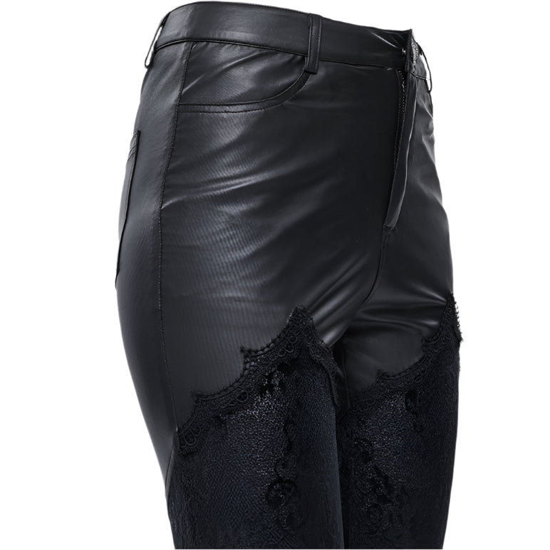 Gothic Brocade Faux Leather Pants by Devil Fashion