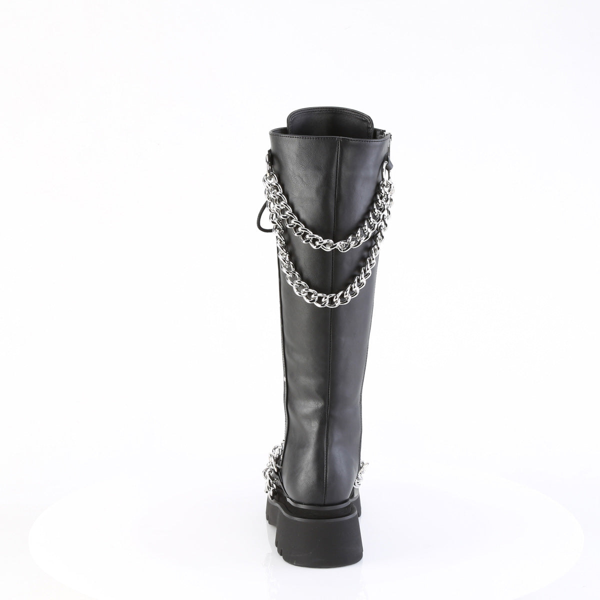 RENEGADE-215 Chain Lace-Up Knee High Platform Boots by Demonia